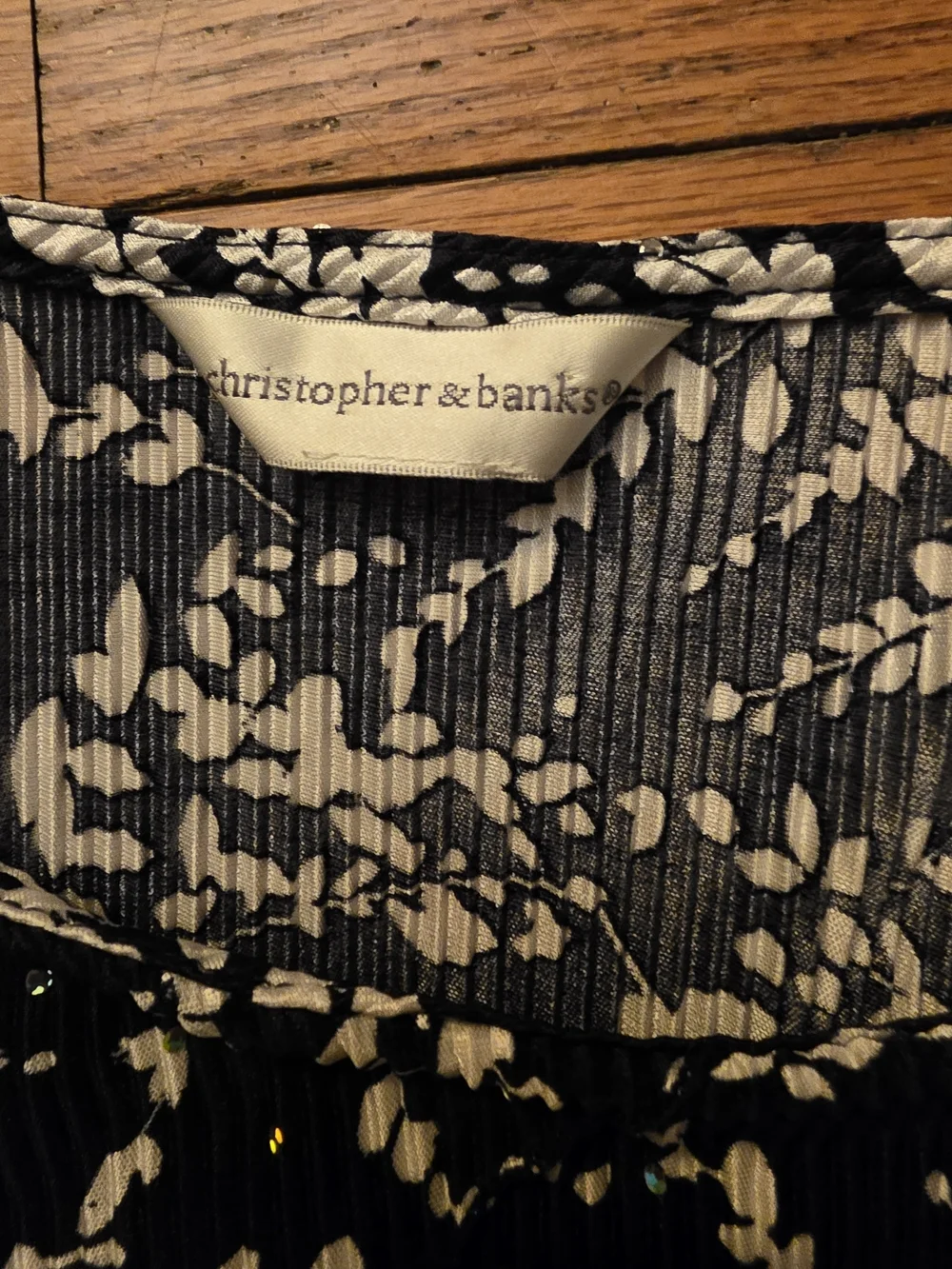 Christopher & Banks Navy and White Floral Sleeveless Tank
